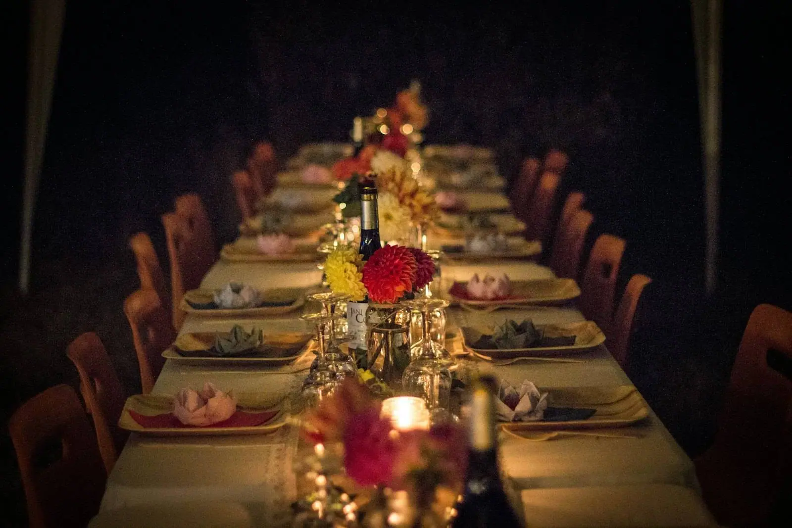 Candlelit table setting