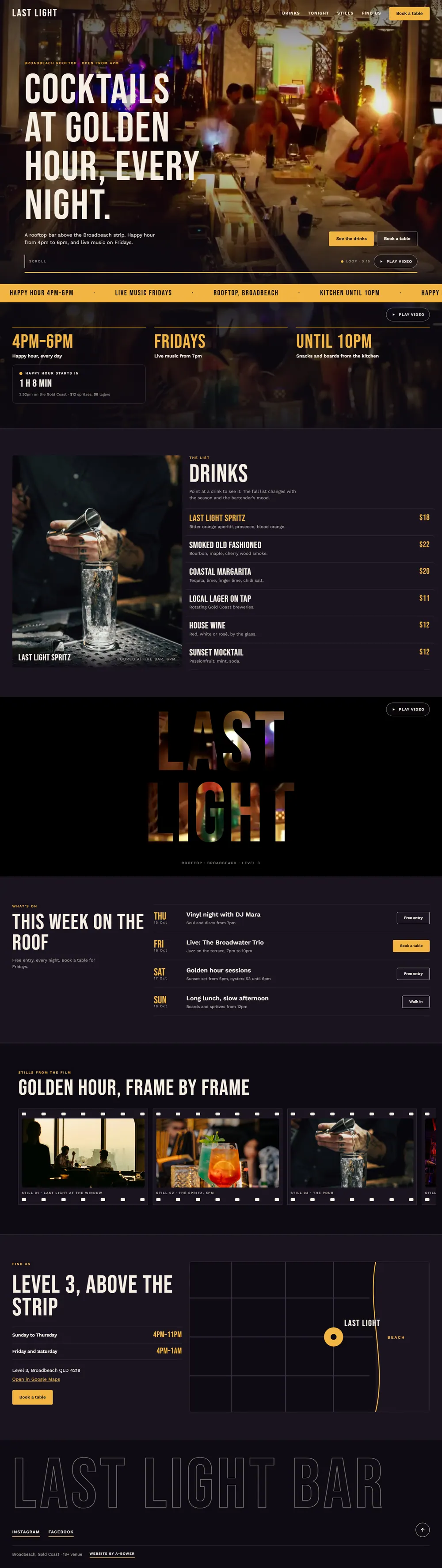 Last Light Bar, desktop view of the Video example