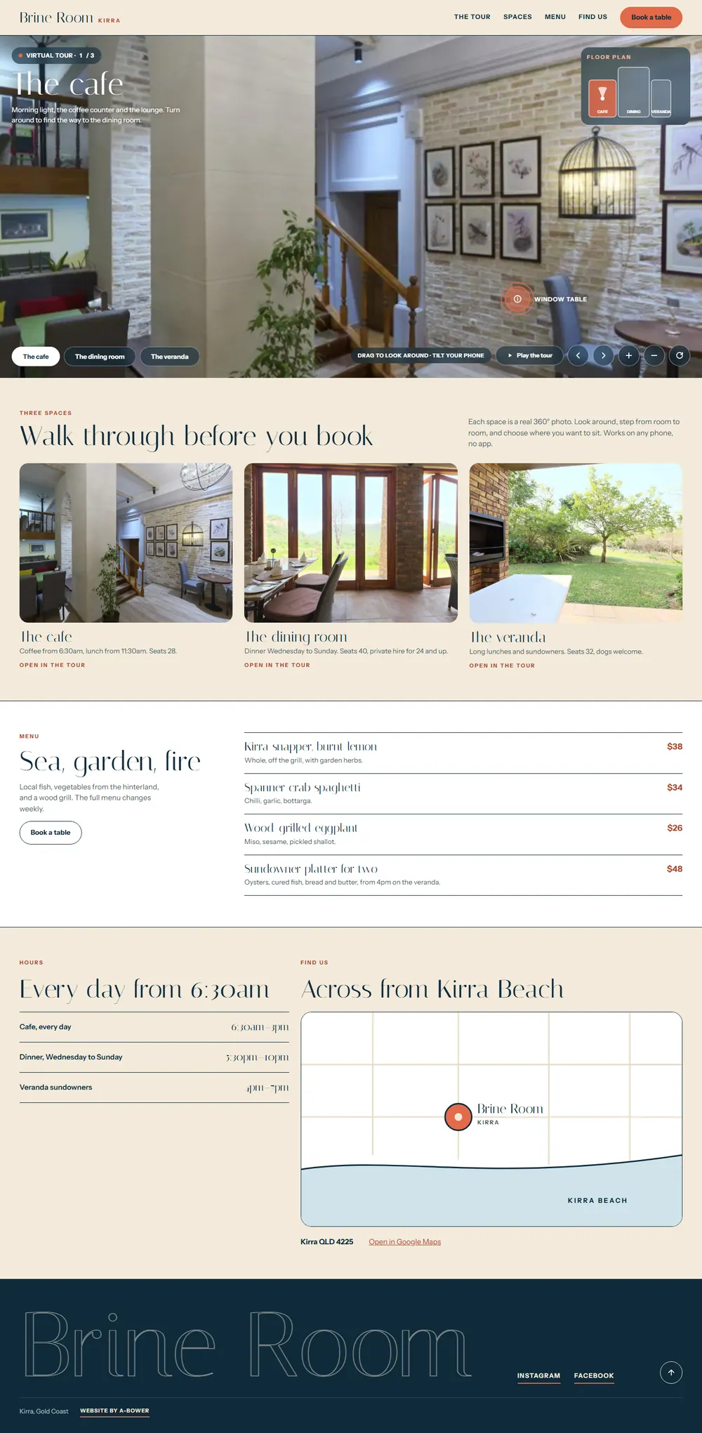 Brine Room, desktop view of the Virtual tour example