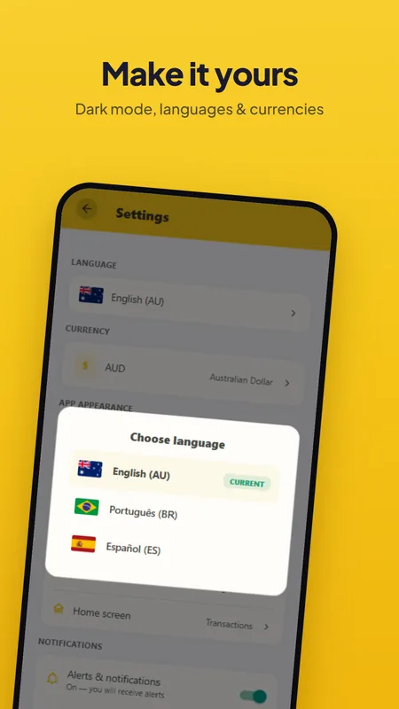 A-Pocket — dark mode, languages and currencies